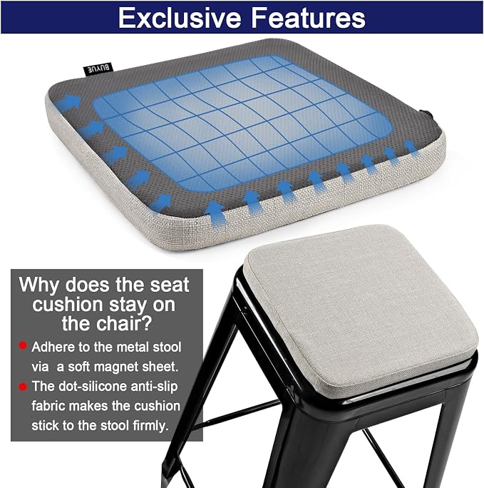 BUYUE Friendly Woven Fabric Magnetic Bar Stool Cushion 1 Piece, Enhanced - Image 6