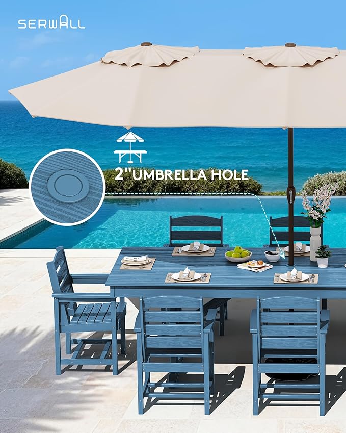 SERWALL 9 Piece Outdoor Dining Set - Image 5