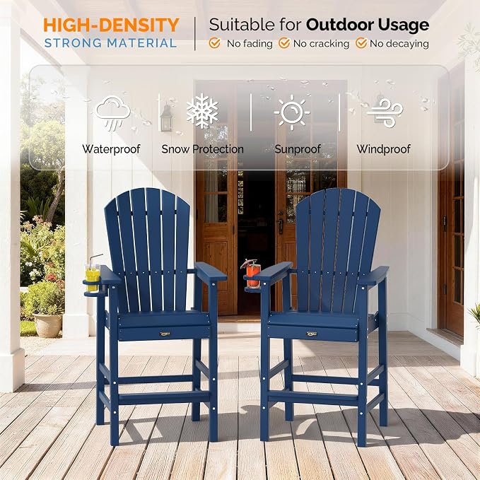 VINGLI Tall Adirondack Chair, All-Weather Plastic Adirondack Chair - Image 6