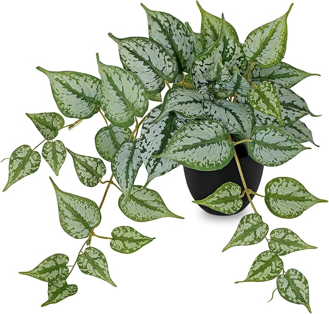 17.7" Artificial Plants Indoor Home Decor, Fake Potted Silk Plants by VillaComo