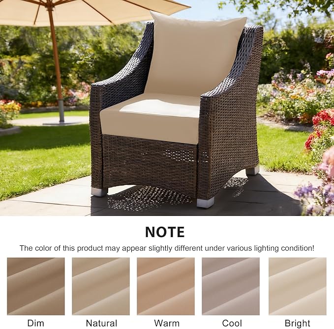 Outdoor Deep Seat Cushion Set, 24x24 Inch Water-Resistant & Fade-Resistant - Image 6