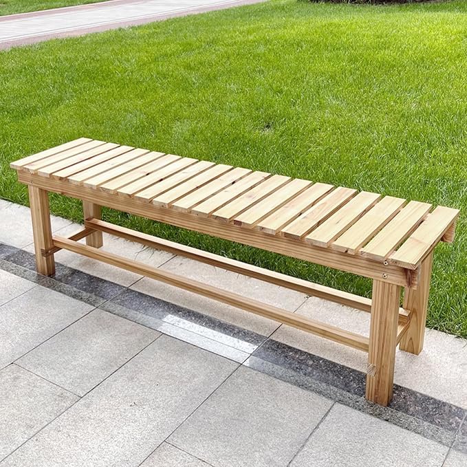 47.2'' Outdoor Garden Benches Weatherproof Patio Bench Two-Person Seat Backless by YangAera