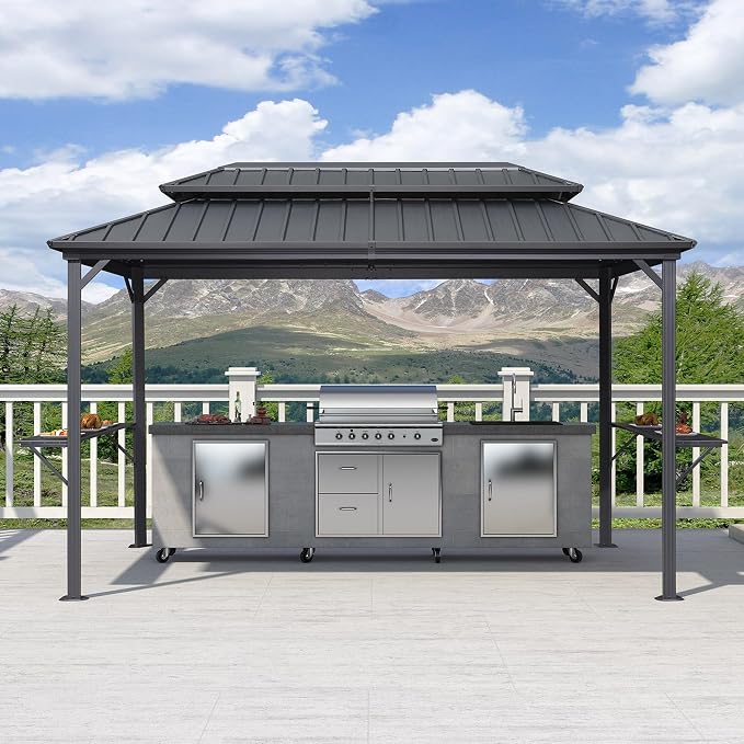 PURPLE LEAF 6.5' X 12' Hardtop Grill Gazebo - Image 9