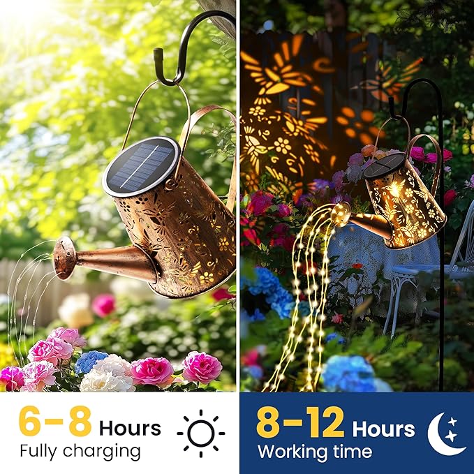 Solar Lights Outdoor Garden Decor, Large Lanterns Watering Can Gardening Gifts - Image 5
