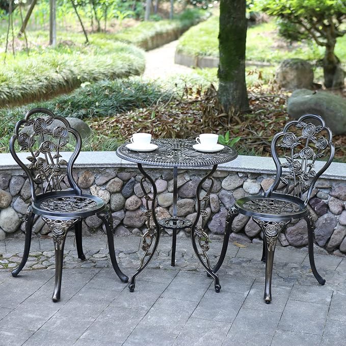 JARDIN DE CENTENNIAL Patio Bistro Set.Rust-Resistant Cast Aluminum Bistro Table - Image 7