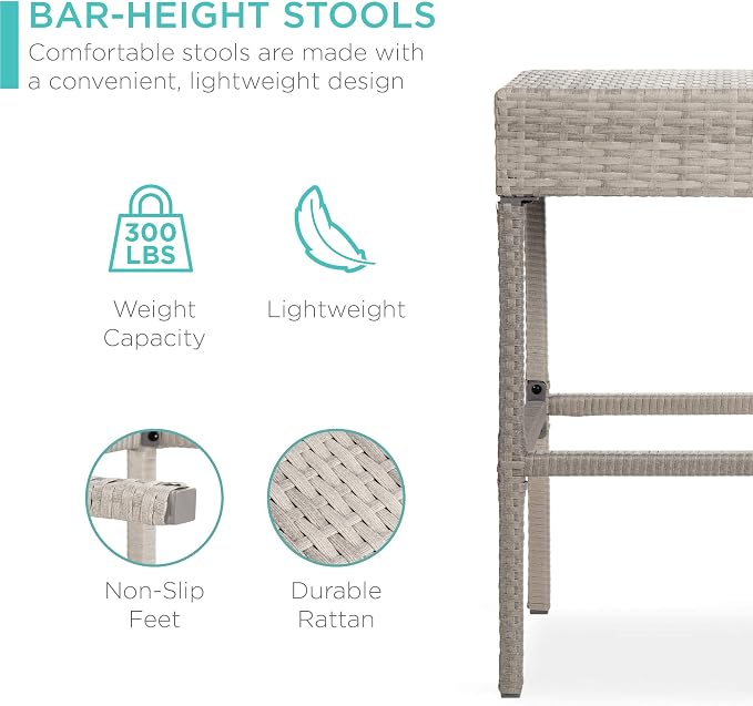 Best Choice Products 5-Piece Outdoor Wicker Bar Table Set - Image 3