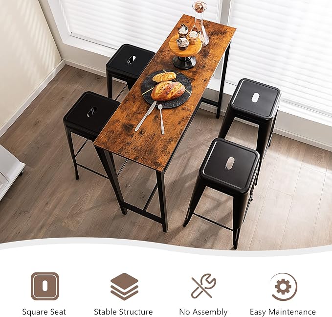 COSTWAY Bar Stools Set of 4, 30” Bar Height Metal Stools - Image 6