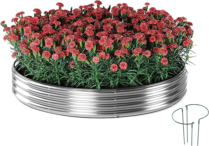 Galvanized Metal Round Raised Garden Bed Outdoor by ZFHgarden
