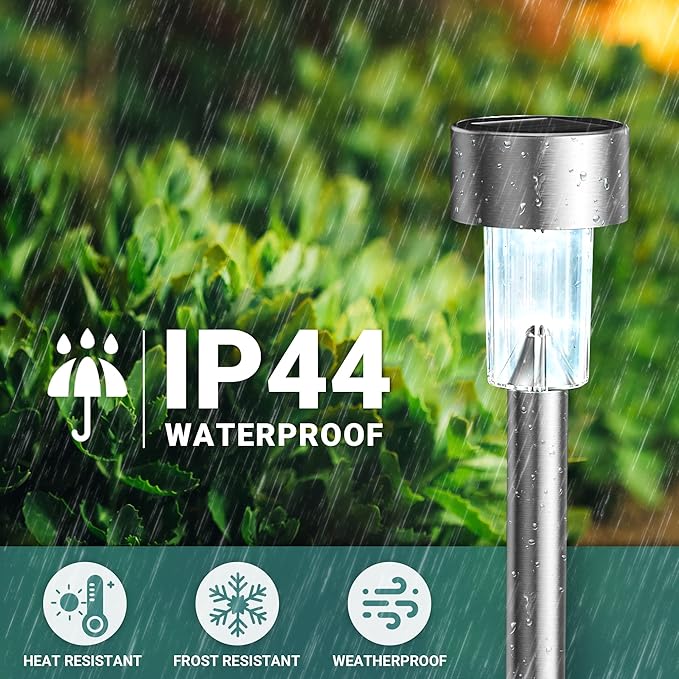 GIGALUMI 16 Pack Solar Lights Outdoor Waterproof, Stainless Steel LED Solar - Image 4