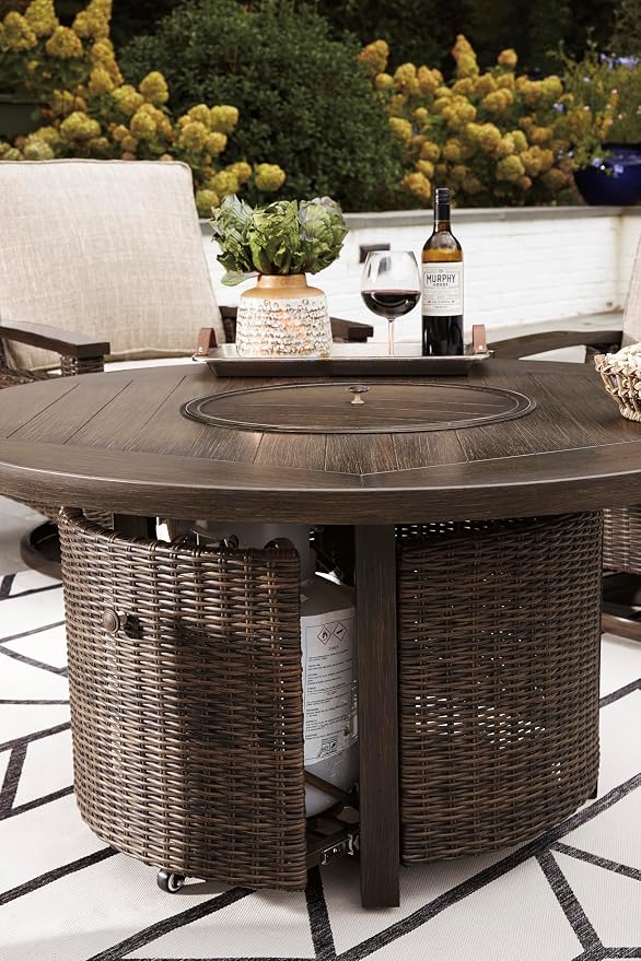 Signature Design by Ashley Paradise Trail Outdoor Round Wicker Patio Fire Pit - Image 11