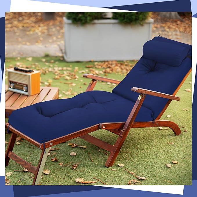 Wenqik Set of 2 Outdoor Chaise Lounge Cushions 76 x 22 x 6 Inch Waterproof - Image 4
