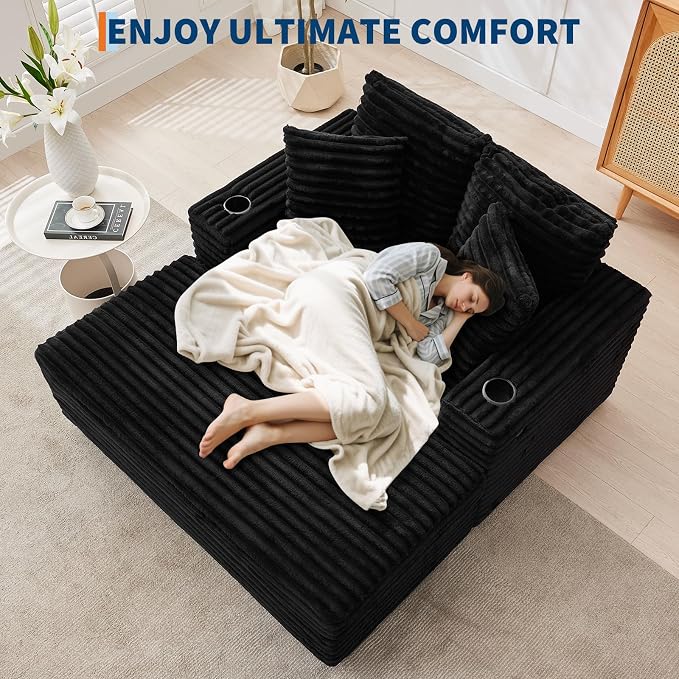 GarveeHome Oversized Chaise Lounge Chair Indoor, 56x60 in Comfortable Corduroy - Image 6