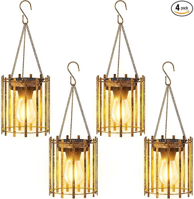 KOOPER Solar Lanterns Outdoor Waterproof, 4 Pack Bronze Upgraded Bright Hanging by KOOPER