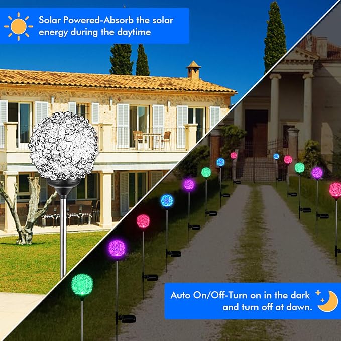 Solar Garden Lights Outdoor, Upgraded Globe Powered Garden Light - Image 5