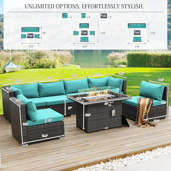 BULEXYARD 7 Piece High Back Outdoor Furniture Set - Image 3