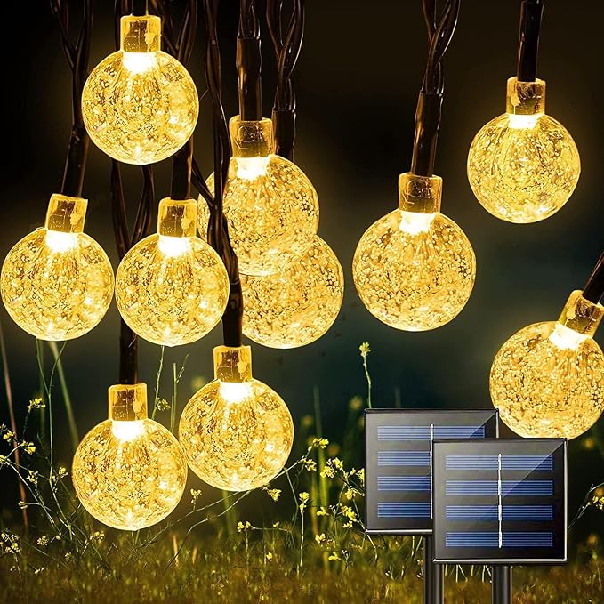 Solar String Lights Outdoor 2 Pack 200 Led 80FT Warm White Crystal Globe Lights by LightUpYourLife