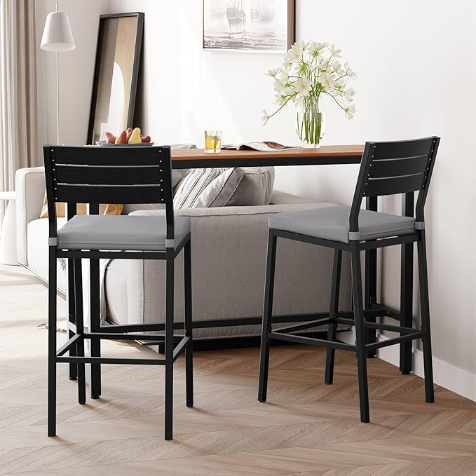 Crestlive Products Outdoor Bar Stools Set of 2, Patio Counter Height Barstools - Image 6