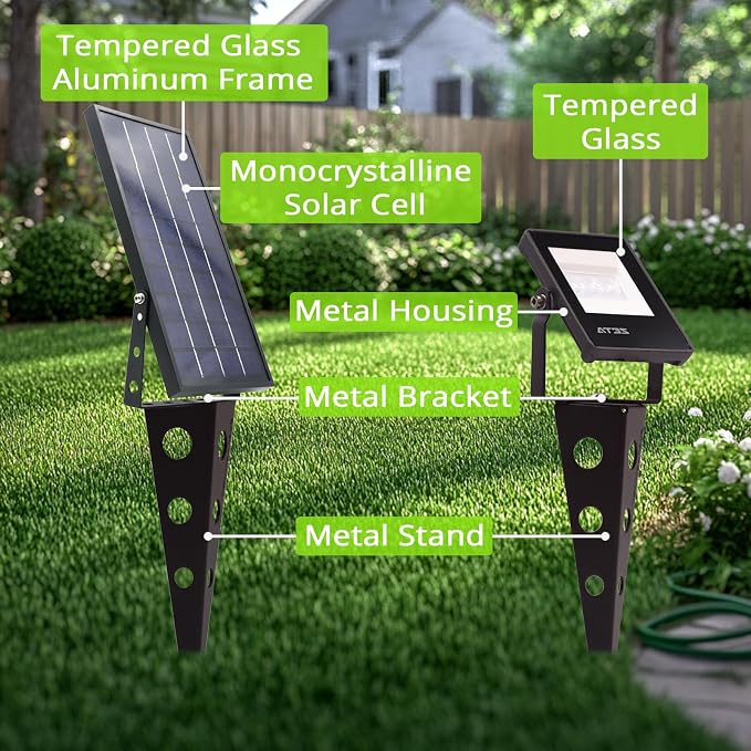 Solar Spotlights Outdoor Waterproof, Zeta 6-in-1 Spot Lights Metal Warm White - Image 2