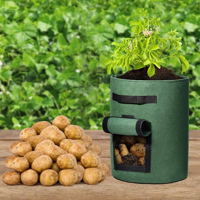 Delxo 5 Pack 7 Gallon Potato Growing Bags, Planter Garden Grow Bags - Image 7