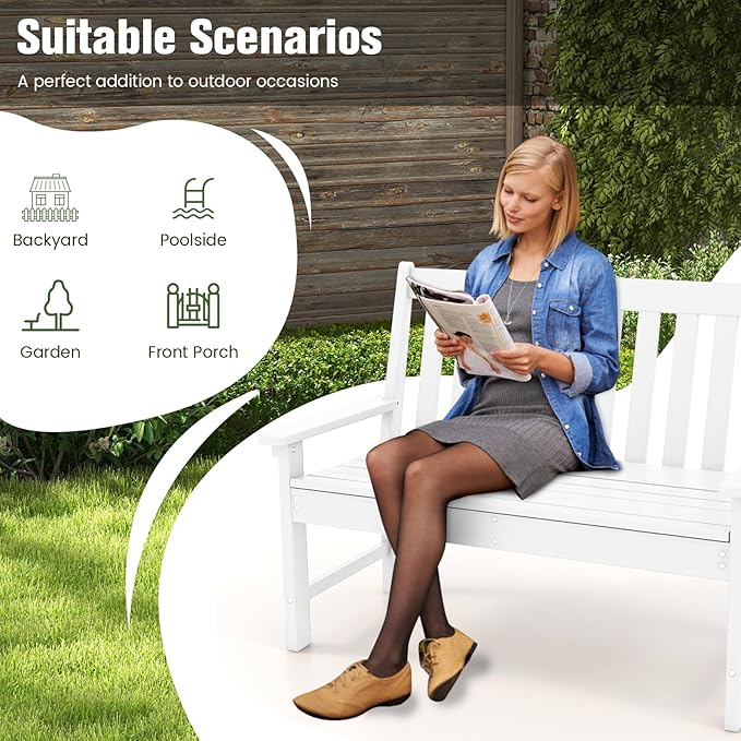 Tangkula HDPE Outdoor Garden Bench - Image 7