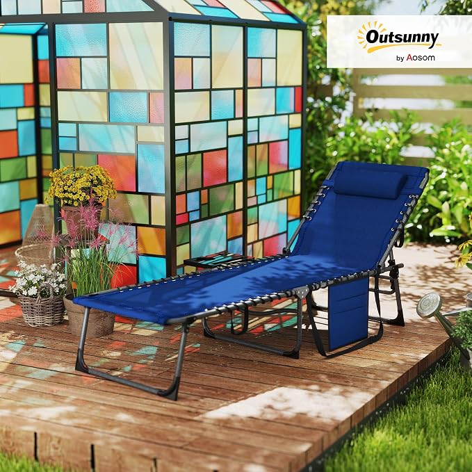 Outsunny Folding Chaise Lounge Chair Outdoor Tanning Chair - Image 2