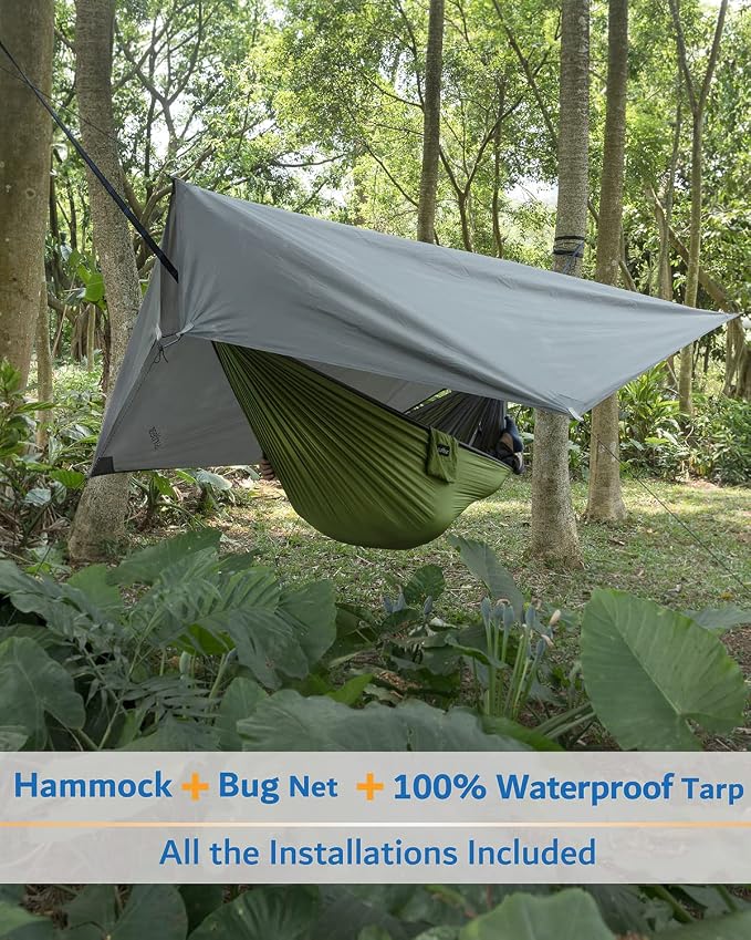 Sunyear Camping Hammock, Portable Single & Double Hammock - Image 3
