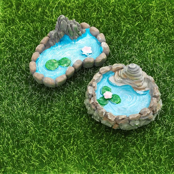 ONEST 10 Pieces Garden Miniature Accessories Mini Pond Fence Duck Frog Micro - Image 4