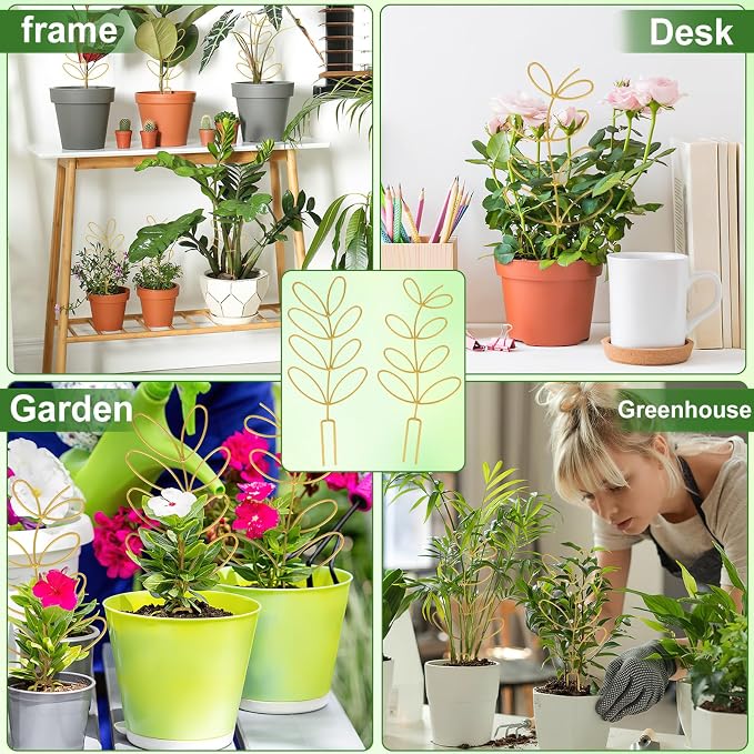 AUGSUN 2 Pcs Gold Trellis Leaf Shape 12 Inch Metal Plant Support - Image 7