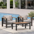 Aluminum Outdoor Sofa Bistro Set, 3 Piece Outdoor Patio Furniture Set by Oasbira