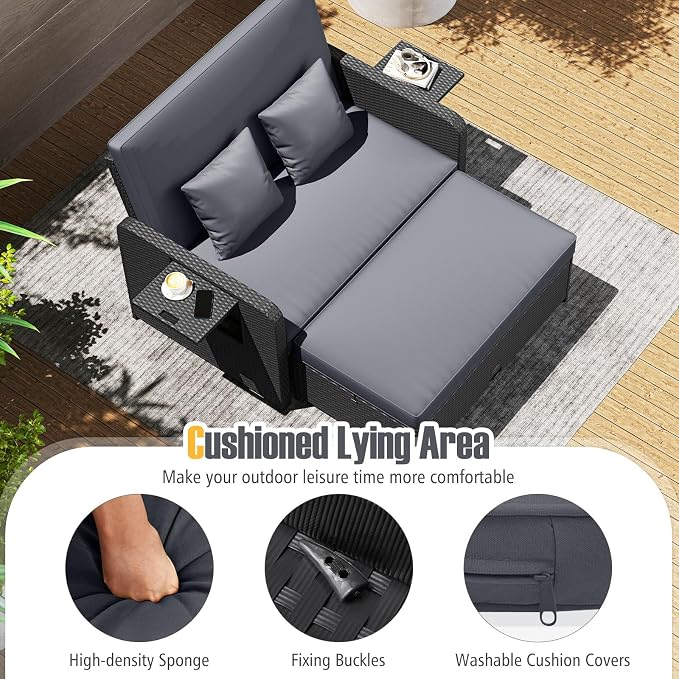 RELAX4LIFE Wicker Patio Outdoor Daybed - Image 6