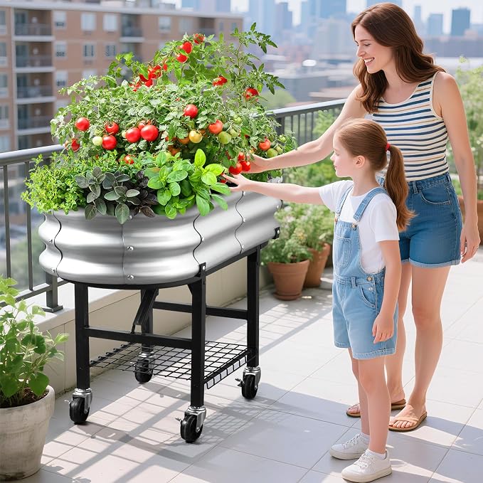 Raised Garden Bed with Legs and Heavy Duty Wheels, Self-Watering Planter Box - Image 5