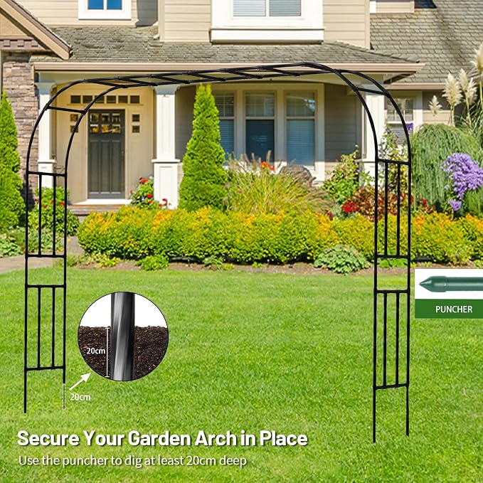 Twira Garden Arch Trellis, 7.9FT Metal Garden Arbor Trellis - Image 6