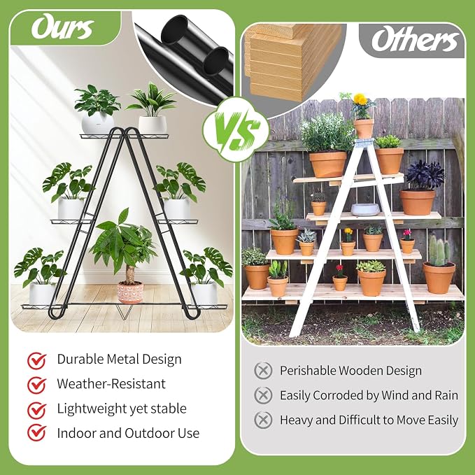 Heavy Duty Metal Plant Stand, Indoor Outdoor Plant Shelf & Rack - Image 5