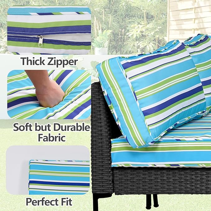 14Pcs Outdoor Cushion Covers Replacement Washable Waterproof UV w/Zipper - Image 3