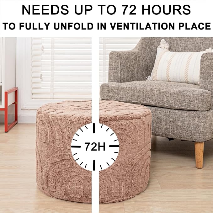 Asuprui Plush Fabric Ottoman Footrest – 20"x14" Soft Foam Pouf - Image 2