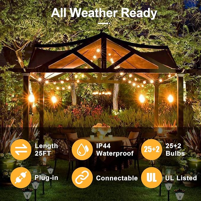 25Ft Christmas Outdoor String Light, G40 Globe Patio Lights - Image 4