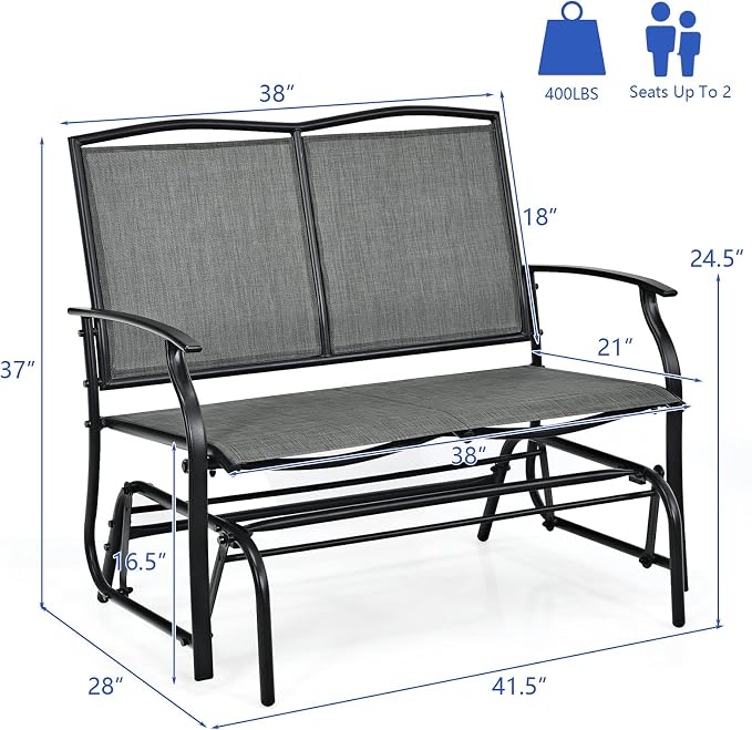 Giantex Patio Glider Benches for Outside, Swing Glider Chair - Image 3