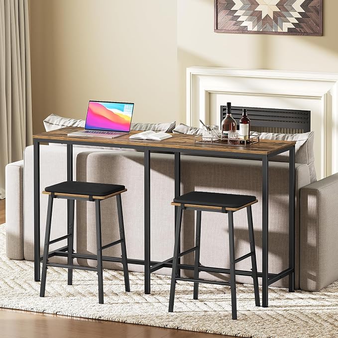 55" Long Bar Table, Counter Bar Height Table, High Top Table, Rectangular - Image 4