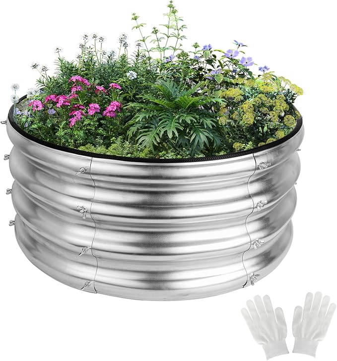 2x2x1ft Round Galvanized Raised Garden Bed Kits, Raised Garden Bed Metal by Liyarya