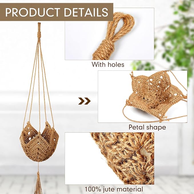 Shappy 1 Pack Jute Crochet Long Plant Hanger - Image 3