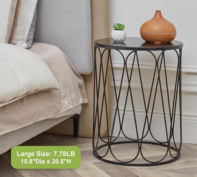 HFHOME Set of 3 Metal Outdoor Side Table, Nesting Round Coffee Table - Image 3