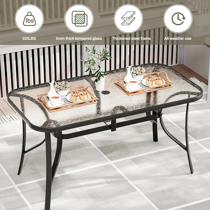 TLSUNNY Patio Outdoor Table W/ 1.69″ Umbrella Hole, Outdoor Metal Furniture - Image 4