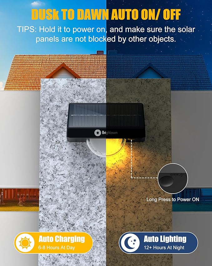 Brightown Solar Step Lights for Outside, 4 Pack Solar Stair Lights Outdoor - Image 3