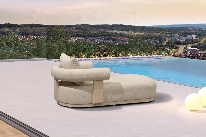 PURPLE LEAF Outdoor Chaise Lounge 1 Piece Chair Modern Aluminum Lounger Daybed - Image 3