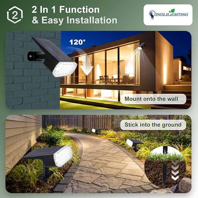 DINGLILIGHTING Solar Lights Outdoor Waterproof: IP65 Led Spot Light Decorations - Image 7
