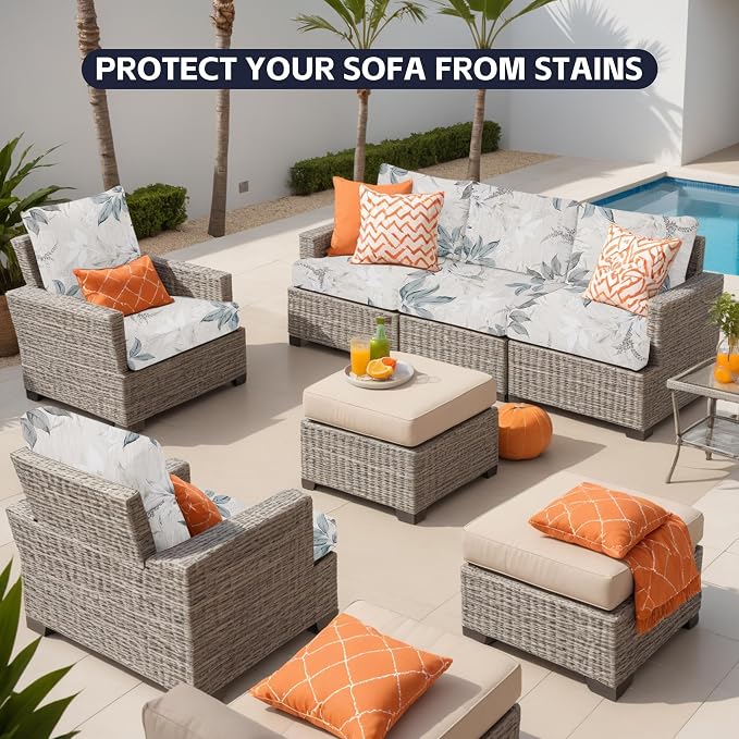 12Pcs Patio Cushion Covers, Outdoor Cushions Covers, Stretch Cushion Covers - Image 4
