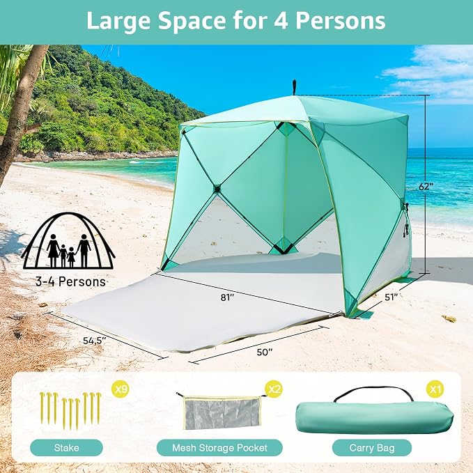 Old Bahama Bay Pop Up Beach Tent, Portable Shade Sun Shelter UPF50+ UV - Image 7