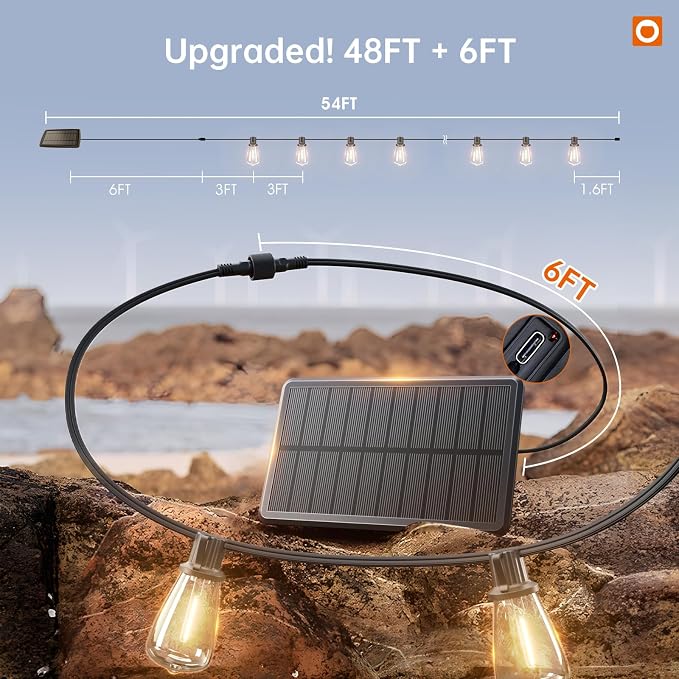addlon 54FT Solar String Lights Outdoor Waterproof - Image 6