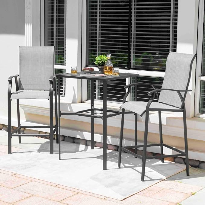 NUU GARDEN 3 Piece Outdoor Bar Set, Bar Height Patio Bistro Set, Textilene - Image 6