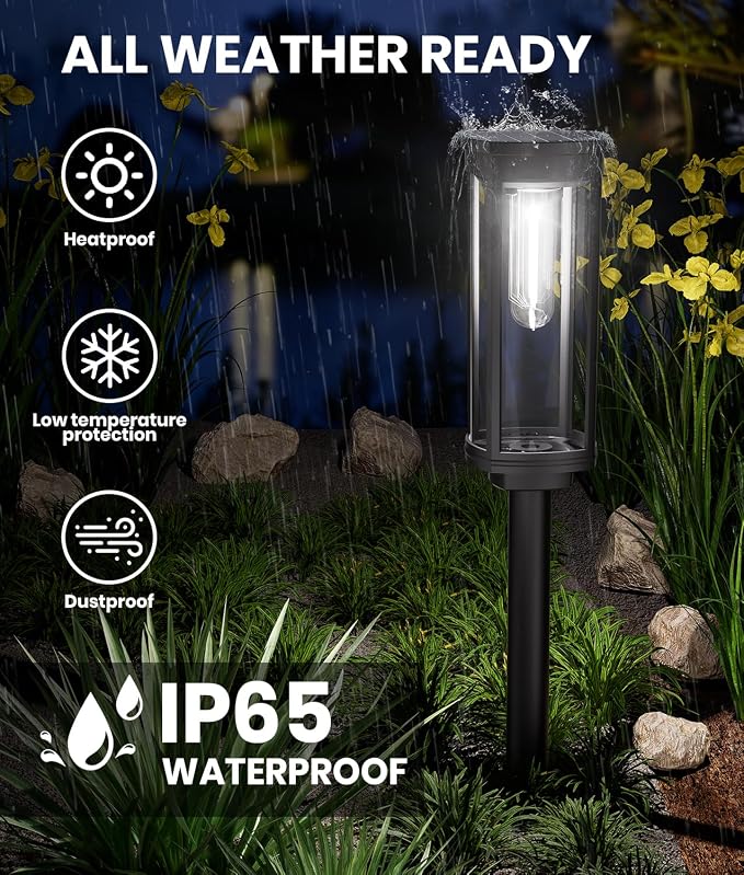 8 Pack Solar Pathway Lights Outdoor, Super Brightness IP65 Waterproof Auto - Image 3